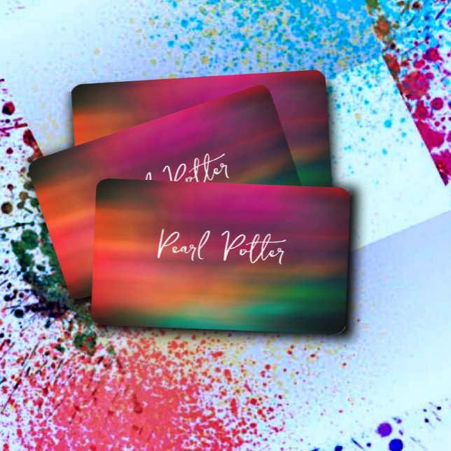 elegant turquoise orange magenta artistic bold  business card (Creator Uploaded)