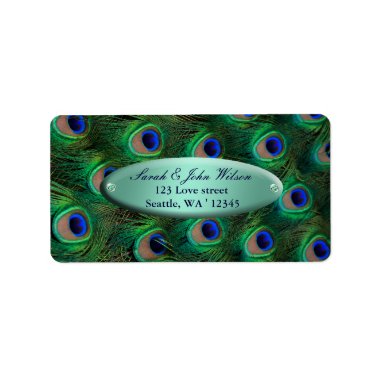 elegant turquoise peacock address label