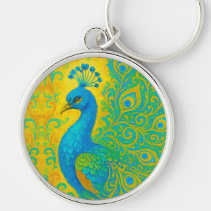 Elegant Turquoise Peacock Bird Decorative Keychain