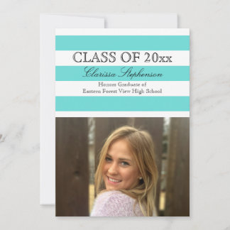 Elegant Turquoise Photo Graduation Announcement