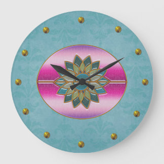 Elegant Turquoise & Pink Art Deco Wall Clock
