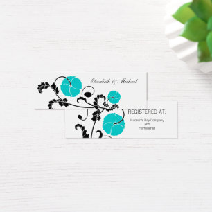 Elegant Turquoise Poppy Gift Registry Cards