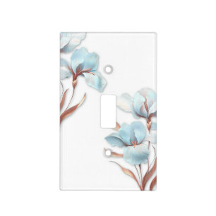 Elegant Turquoise Rose Gold Stylized Lilies Light Switch Cover