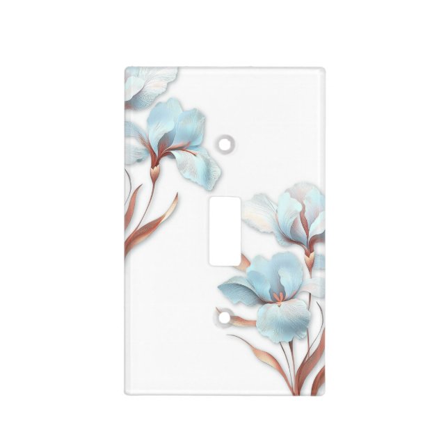 Elegant Turquoise Rose Gold Stylized Lilies Light Switch Cover (Front)