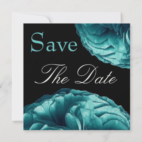 Elegant Turquoise Rose Wedding Save the Date