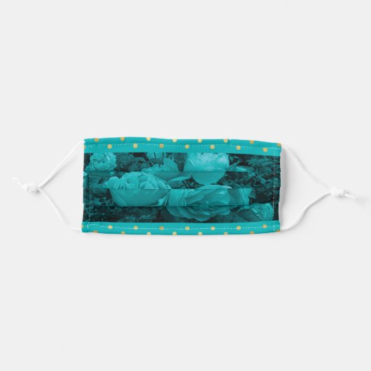 Elegant Turquoise Roses Adult Cloth Face Mask (Front, Folded)