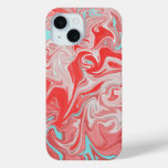Elegant Turquoise Salmon Marble Phone 15 Case