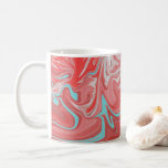 Elegant Turquoise Salmon Marbled Liquid Art Mug #2