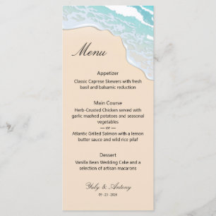 Elegant Turquoise Sea Reception Dinner Catering Menu