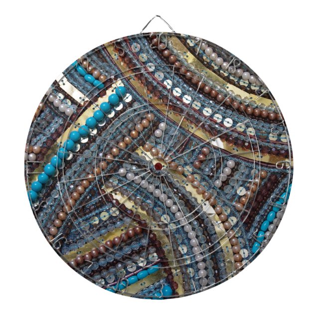 Elegant turquoise sequined dartboard (Front)