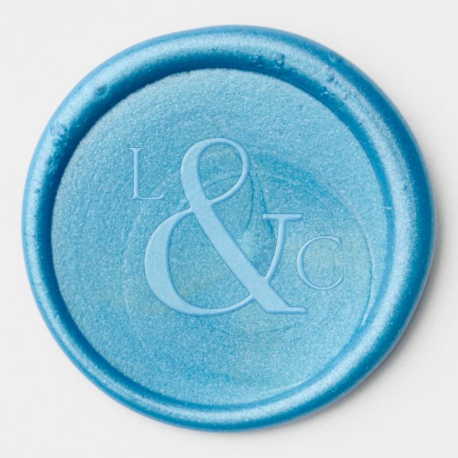 Elegant Turquoise Serif Monogram Seal Wax Seal Sticker (Front)