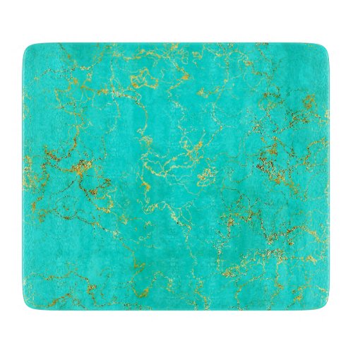Elegant Turquoise Stone With FAUX Gold Veins Cutting Board