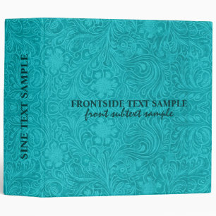 Elegant Turquoise Suede Leather Floral Design Binder