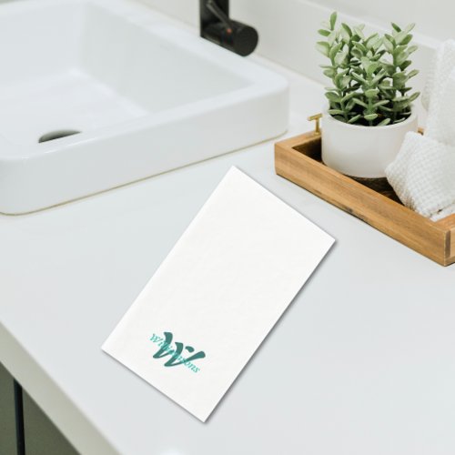 Elegant Turquoise Teal Monogram Family Name Paper Guest Towels