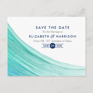 Elegant Turquoise Tides Beach Save The Date Announcement Postcard