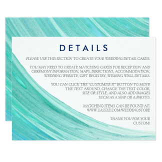 Elegant Turquoise Tides Beach Wedding Details Card