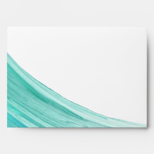 Elegant Turquoise Tides Beach Wedding Envelope (Front)