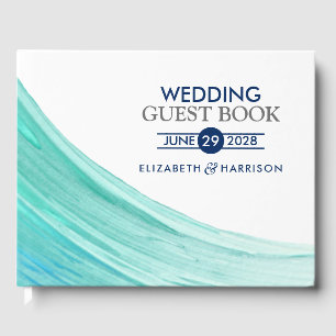 Elegant Turquoise Tides Beach Wedding Guest Book