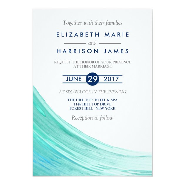 Elegant Turquoise Tides Beach Wedding Invitation