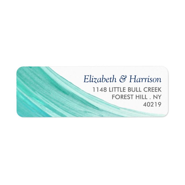 Elegant Turquoise Tides Beach Wedding Label (Front)