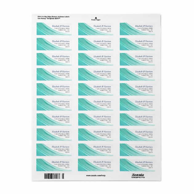 Elegant Turquoise Tides Beach Wedding Label