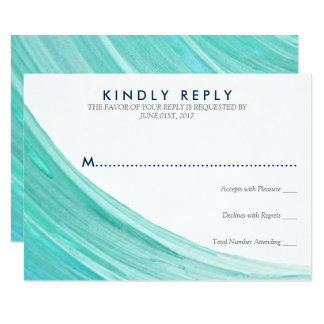 Elegant Turquoise Tides Beach Wedding RSVP Card