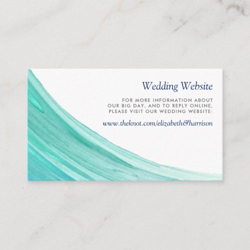 Elegant Turquoise Tides Beach Wedding Website Enclosure Card