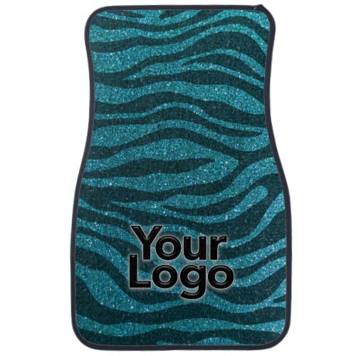 Elegant Turquoise Tiger Glitter Your Logo Classic Car Floor Mat