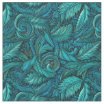 Elegant turquoise tooled leather  fabric