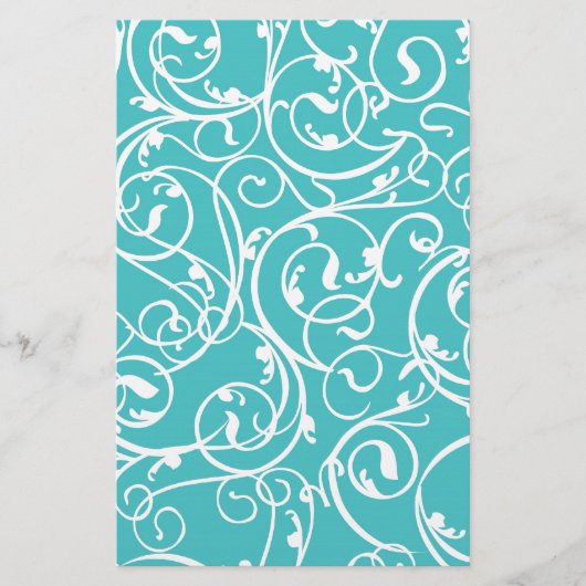Elegant Turquoise Vintage Scroll Damask Pattern (Front)