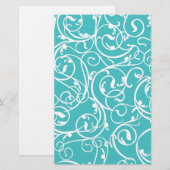 Elegant Turquoise Vintage Scroll Damask Pattern (Front/Back)