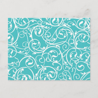Elegant Turquoise Vintage Scroll Damask Pattern Postcard