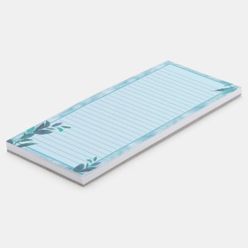 Elegant Turquoise Watercolor Leaves Magnetic Notepad by Gingezel at Zazzle