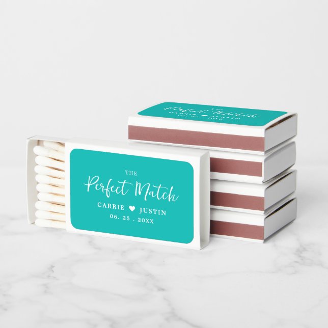 Elegant Turquoise Wedding Favor Matchboxes (Stacked)
