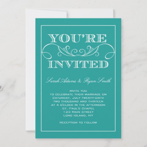 Elegant Turquoise Wedding Invitation