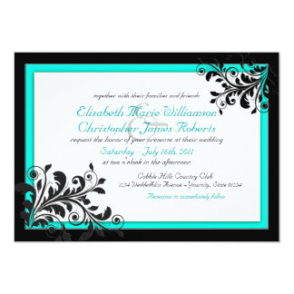 Turquoise Black Wedding Invitations Announcements Zazzle Elegant Turquoise Wedding Invitation