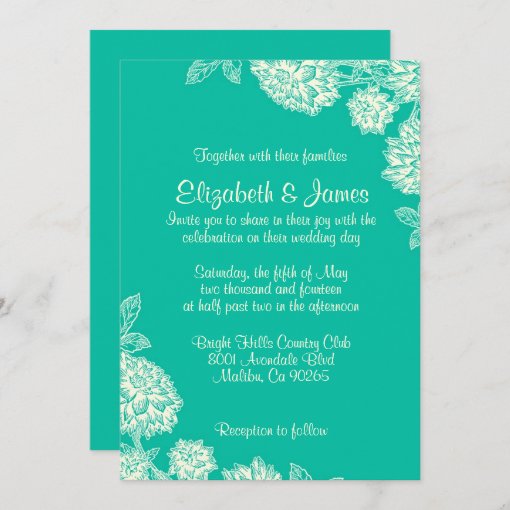 Elegant Turquoise Wedding Invitations | Zazzle