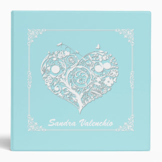 Elegant Turquoise & White Heart Wedding Organizer Binder