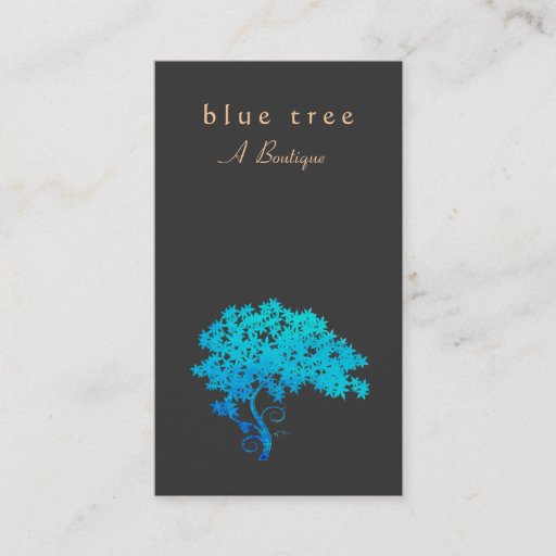 Customizable Chic Fashion Boutique Turquoise Blue Tree Black Business Card Templates