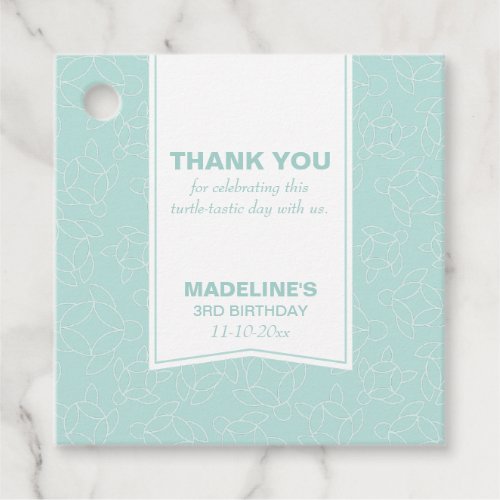 Elegant turtle pattern birthday party favor tags