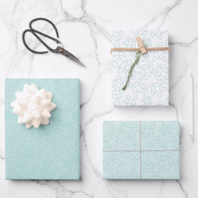 Elegant turtle pattern birthday party wrapping paper sheets (Front)
