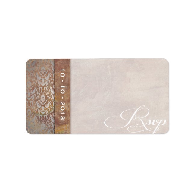 Elegant Tuscan Damask Italian RSVP Label (Front)