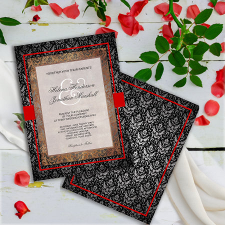 Elegant Tuscan Damask Wedding Invitation