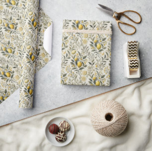 Elegant Tuscan Lemon & Olive Wrapping Paper