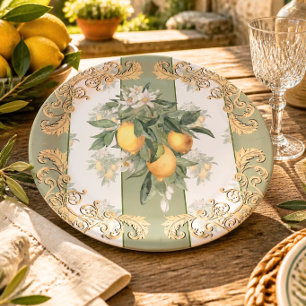 Elegant Tuscan Lemon Tableware Paper Plates