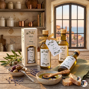 Elegant Tuscan Olive Branch Wedding Favor Wine Label