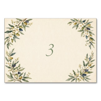 Elegant Tuscan Olive Garden Wedding Table Number