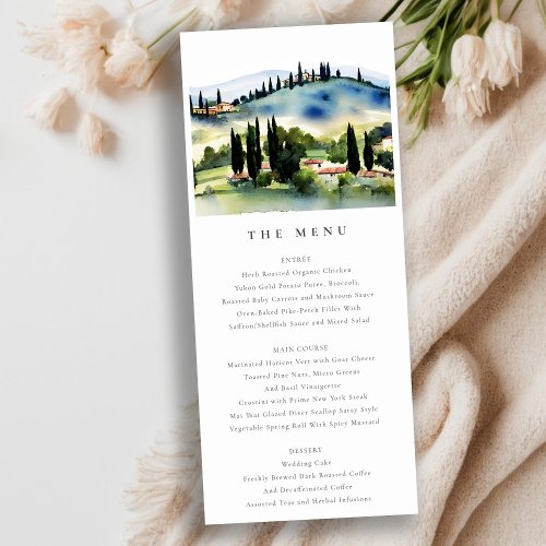 Elegant Tuscany Italy Landscape Wedding Menu Card