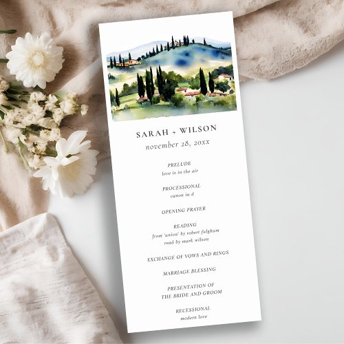 Elegant Tuscany Italy Landscape Wedding Program