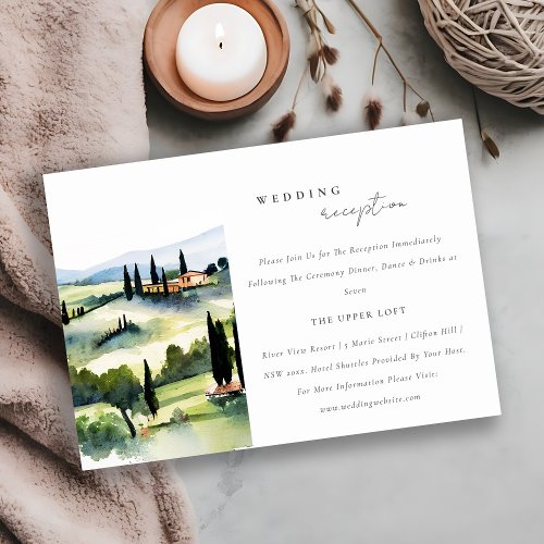 Elegant Tuscany Italy Landscape Wedding Reception Enclosure Card
